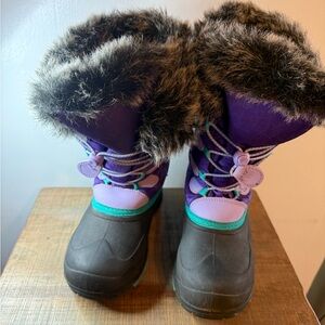 Kamik Size 5 Youth Purple Winter Boots with Black Fur Trim